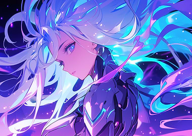 Anime Girl with Blue Hair