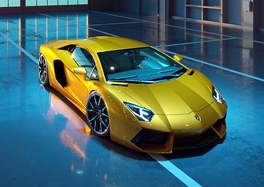 Yellow Lamborghini in Garage