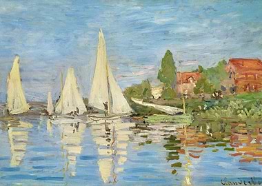Sailboats on a Calm River