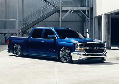 Blue Chevrolet Silverado Pickup Truck