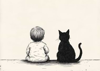 Child and Cat