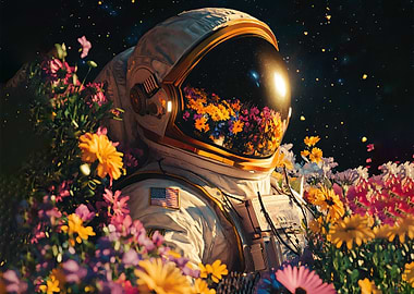 Astronaut in Flower Field