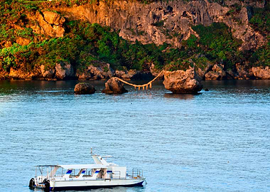 Boat by Rocky Coast in Okinawa