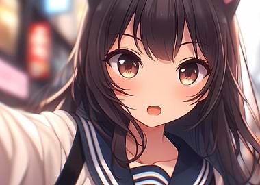 Anime Girl with Cat Ears