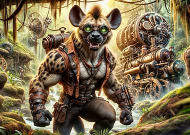 Steampunk Hyena in Jungle