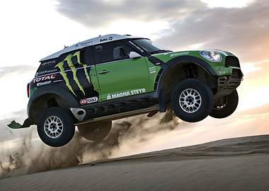 Green Mini Cooper Rally Car