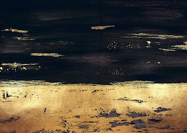 Gold and Black Abstract Art
