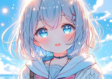 Anime Girl with Blue Eyes
