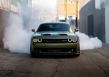 Green Dodge Challenger SRT
