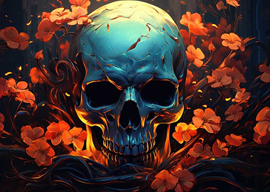 Skull with Flowers