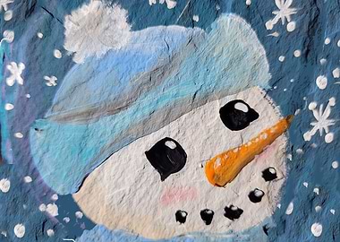 Painted Snowman on Rock - Pip