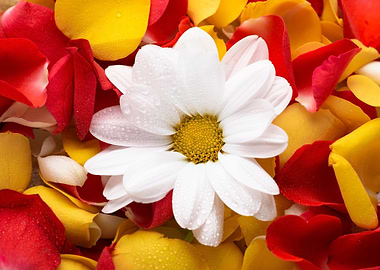 White Daisy with Rose Petals