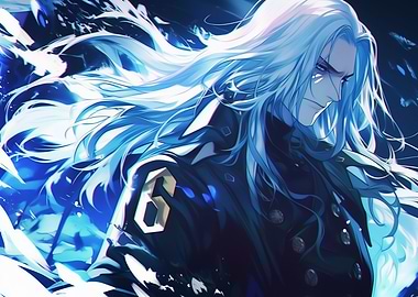 Anime Male Character with White Hair