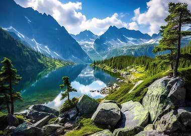 Mountains at Lake Nature