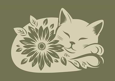 Cute Boho Cat with Floral Accents