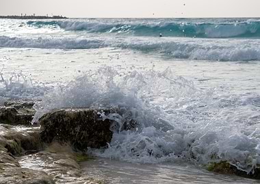 Ocean Wave Crashing on Rocks
