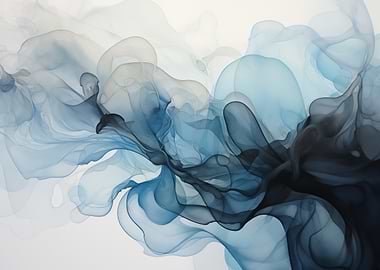Abstract Blue Ink Swirls
