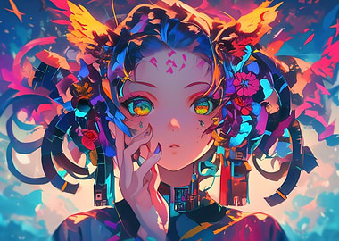 Anime Girl with Flowers