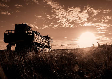 Military Truck at Sunset