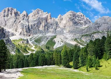 Mountain Landscape - A view of Dolomites near Vigo di Fassa - Italy