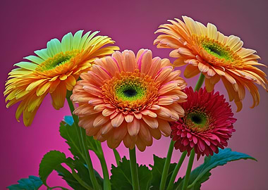 Colorful Gerbera Daisies