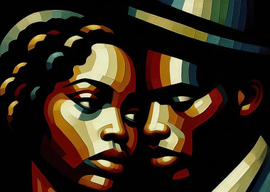 Couple Portrait in Geometric Style