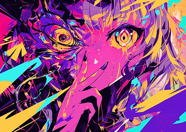 Anime Girl with Abstract Design
