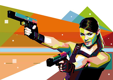 Woman And Gun Pop Art