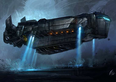 Futuristic Spaceship Landing