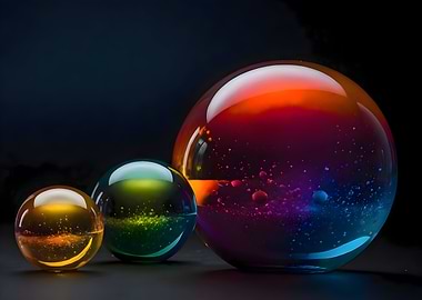 Glass Orbs with Colorful Liquid