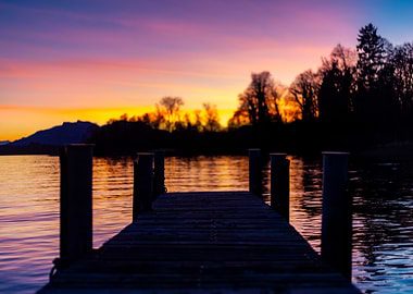 Sunset Dock at lake Chiemsee