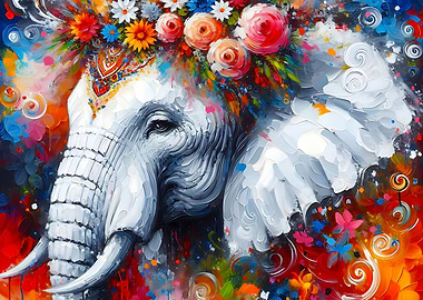 Acrylic Majestic Blossoming Elephant