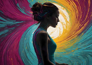 Woman in Swirling Colors