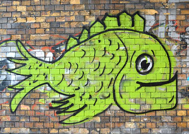 Green Fish Graffiti Street Art
