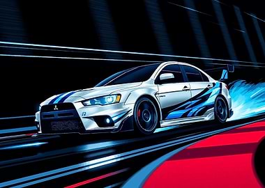 White Mitsubishi Lancer Evolution