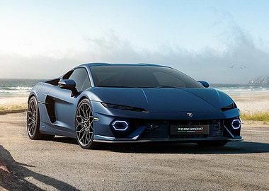 Lamborghini Blue Sports Car