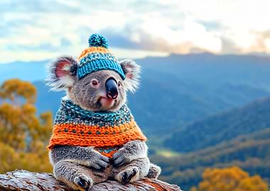Koala in Winter Outfit