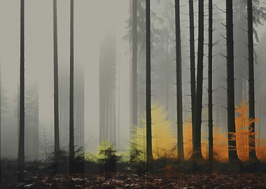 Mysterious Foggy Forest