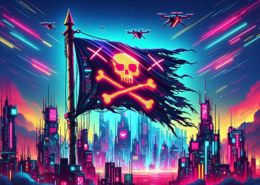 Cyberpunk Pirate Flag