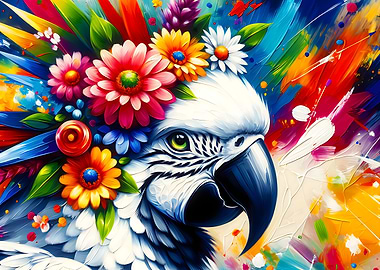 Acrylic Majestic Blossoming Parrot
