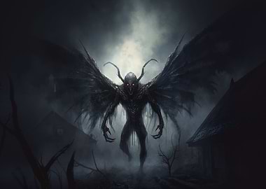 Mothman Cryptid Dark Encounter Dreamworld Fantasy