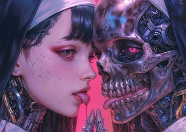 Cyberpunk Nun and Skull