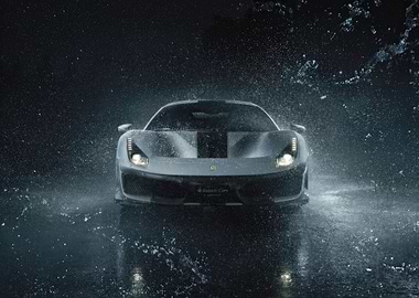 Ferrari 488 Pista in Rain