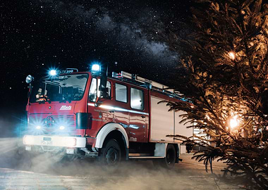Fire Truck Under Stars