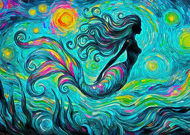 Mermaid in Starry Night