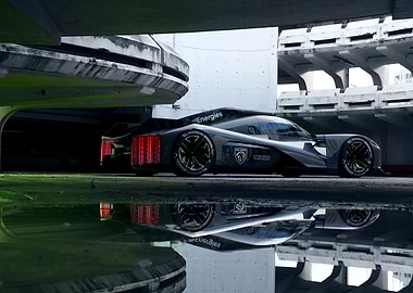 Black Race Car in Garage