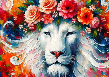 Acrylic Majestic Blossoming Lion