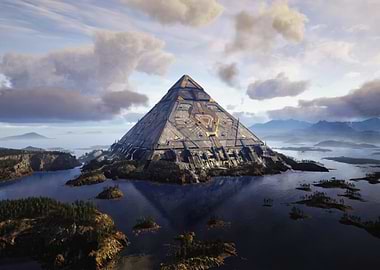 Futuristic Pyramid Landscape