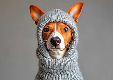 Dog in Knitted Hoodie