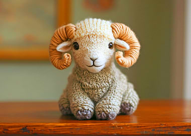 Knitted Ram Plush Toy